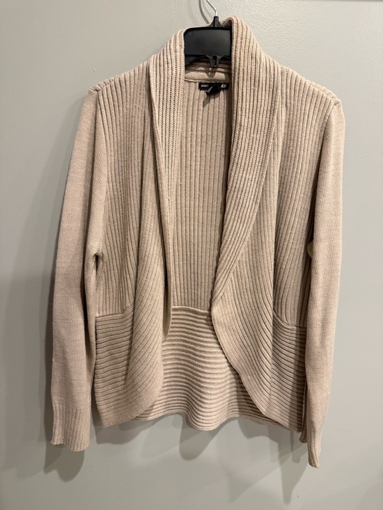 H&M Sweaters - H&M Ribbed Open-Front Shawl Collar Cardigan - Beige